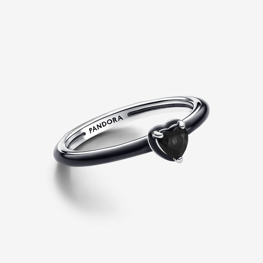 Anel Coração Chakra Preto Pandora ME