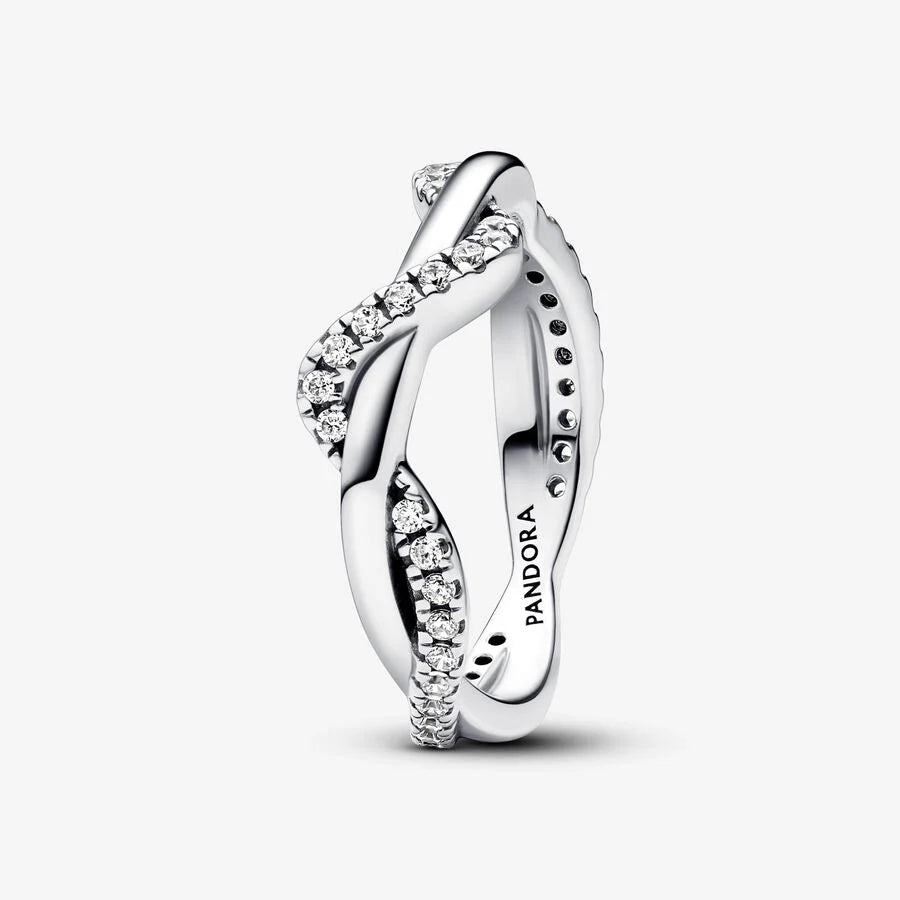 Anel Sparkling Intertwined Wave