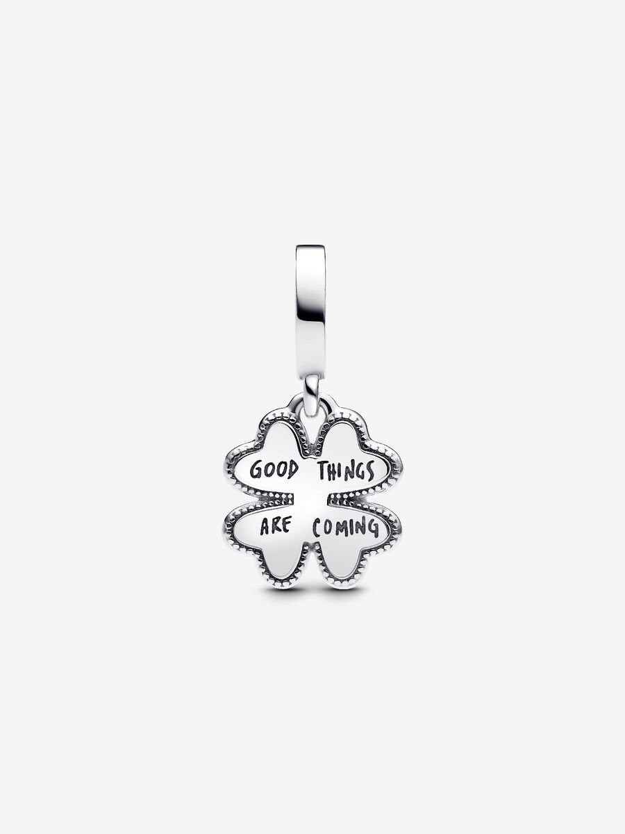 Conta Pendente Pandora Club 2025 Trevo Giratório 0.009 ct TW, Prata, Revestimento de ouro 14k