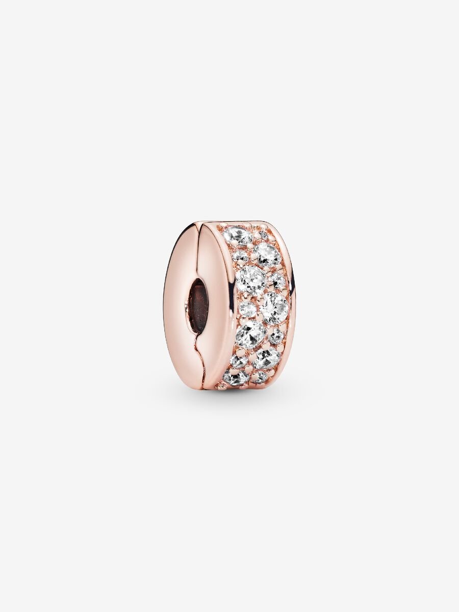 Clip Pavé Transparente Revestimento de ouro rosa 14k