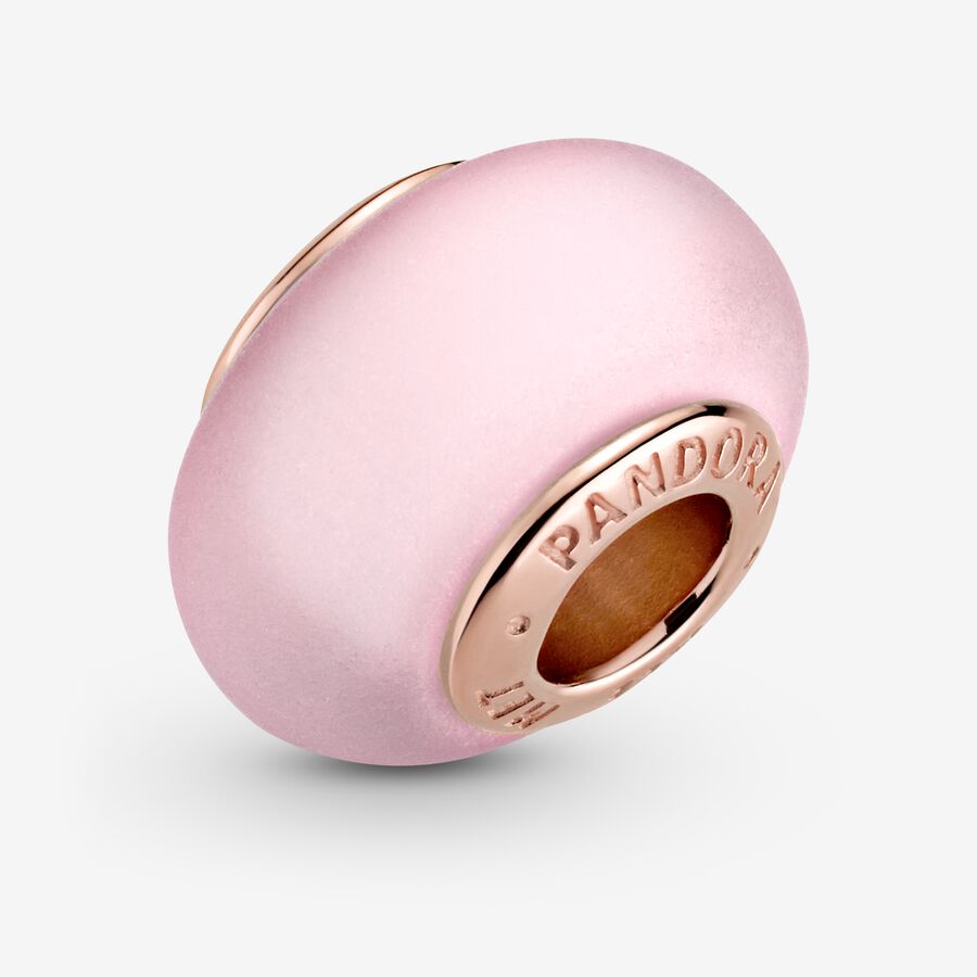 Conta Vidro Murano Rosa Mate