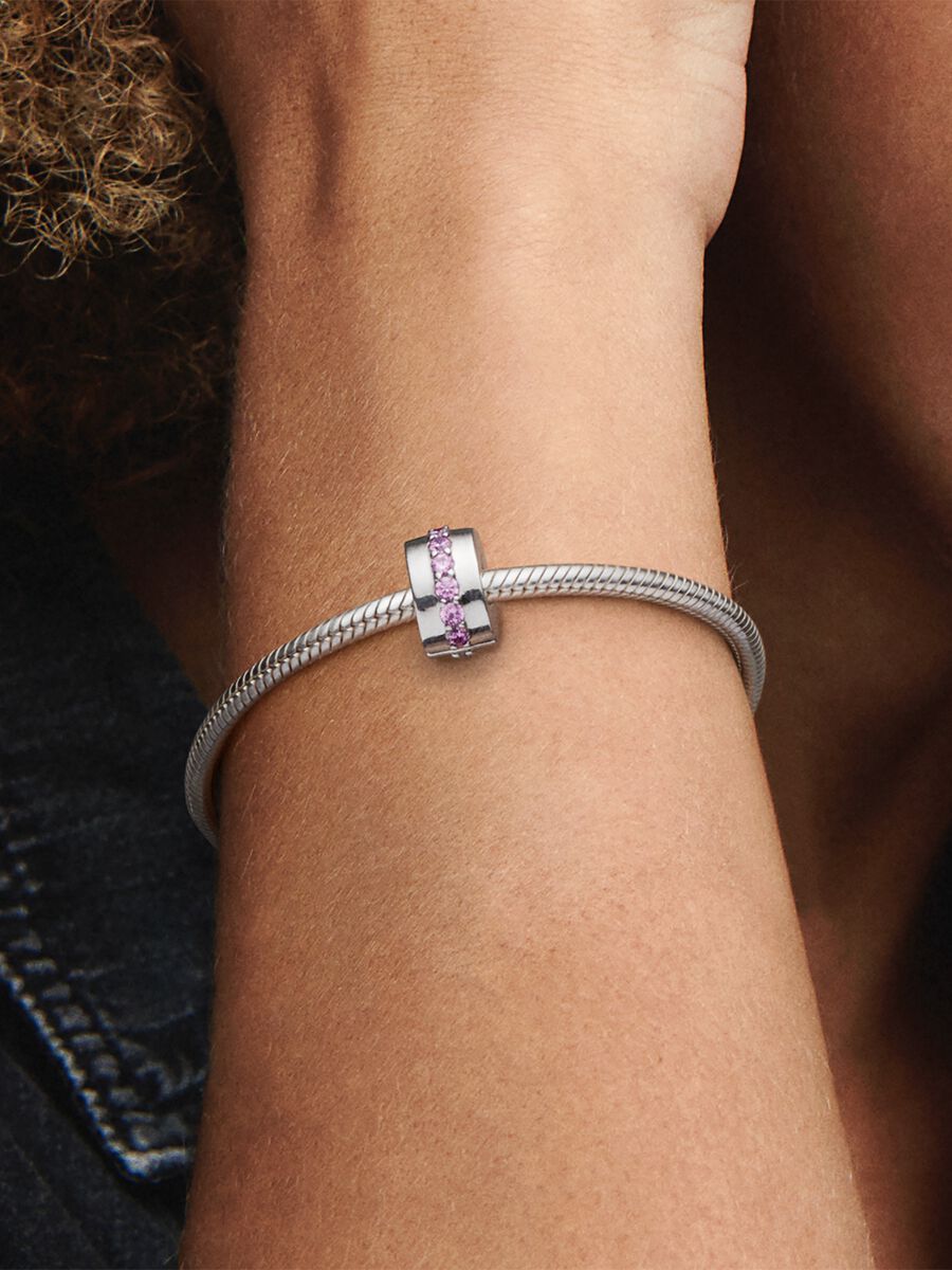 Clip Cor-de-Rosa Brilhante Prata