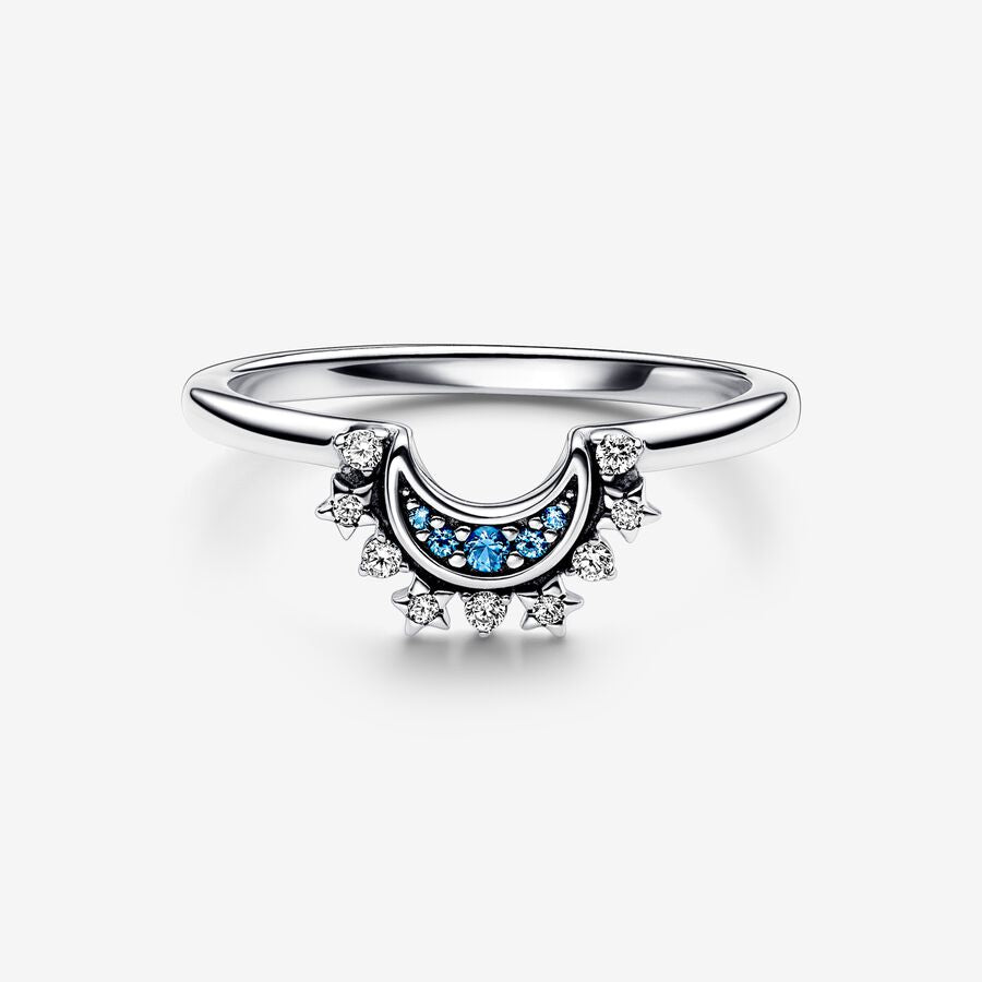 Anel Celestial Blue Sparkling Moon