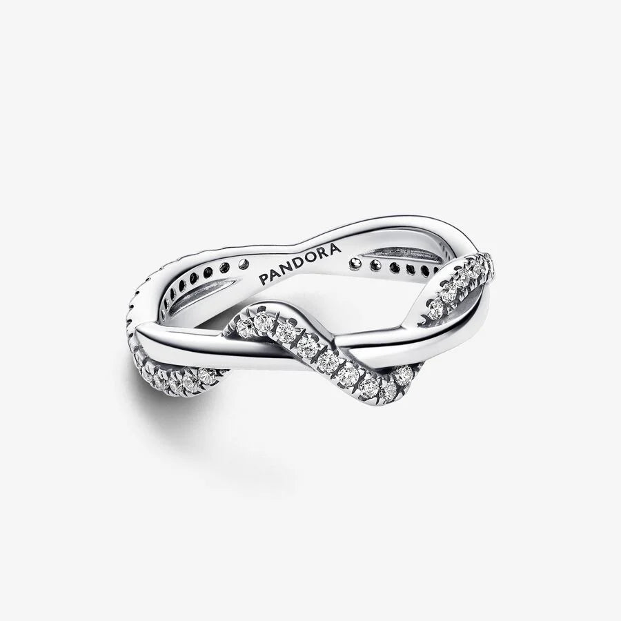 Anel Sparkling Intertwined Wave