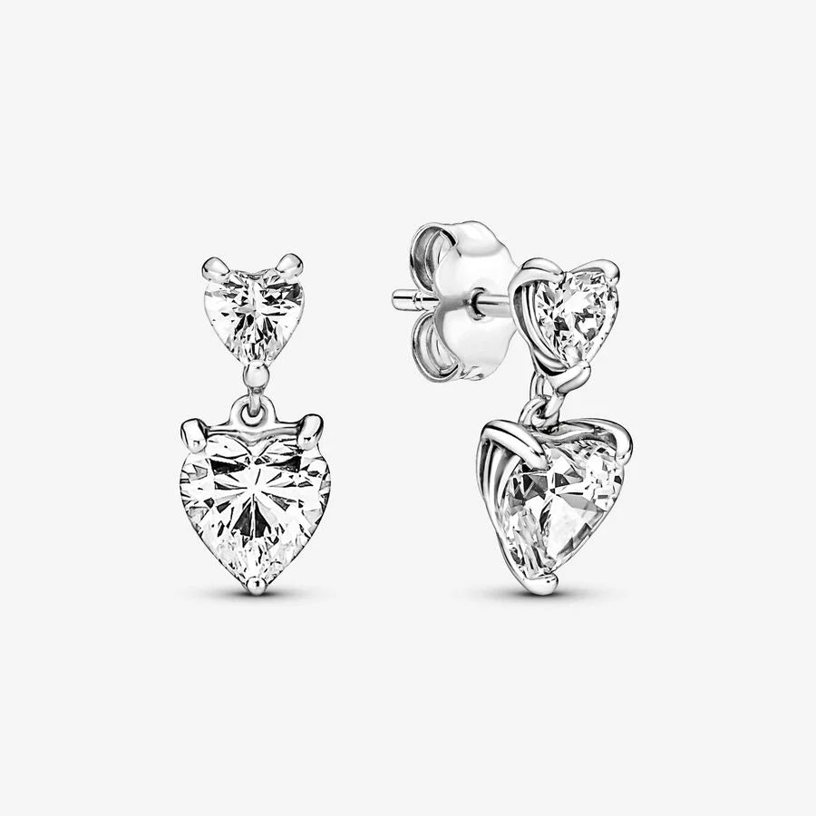 Brincos Double Heart Sparkling