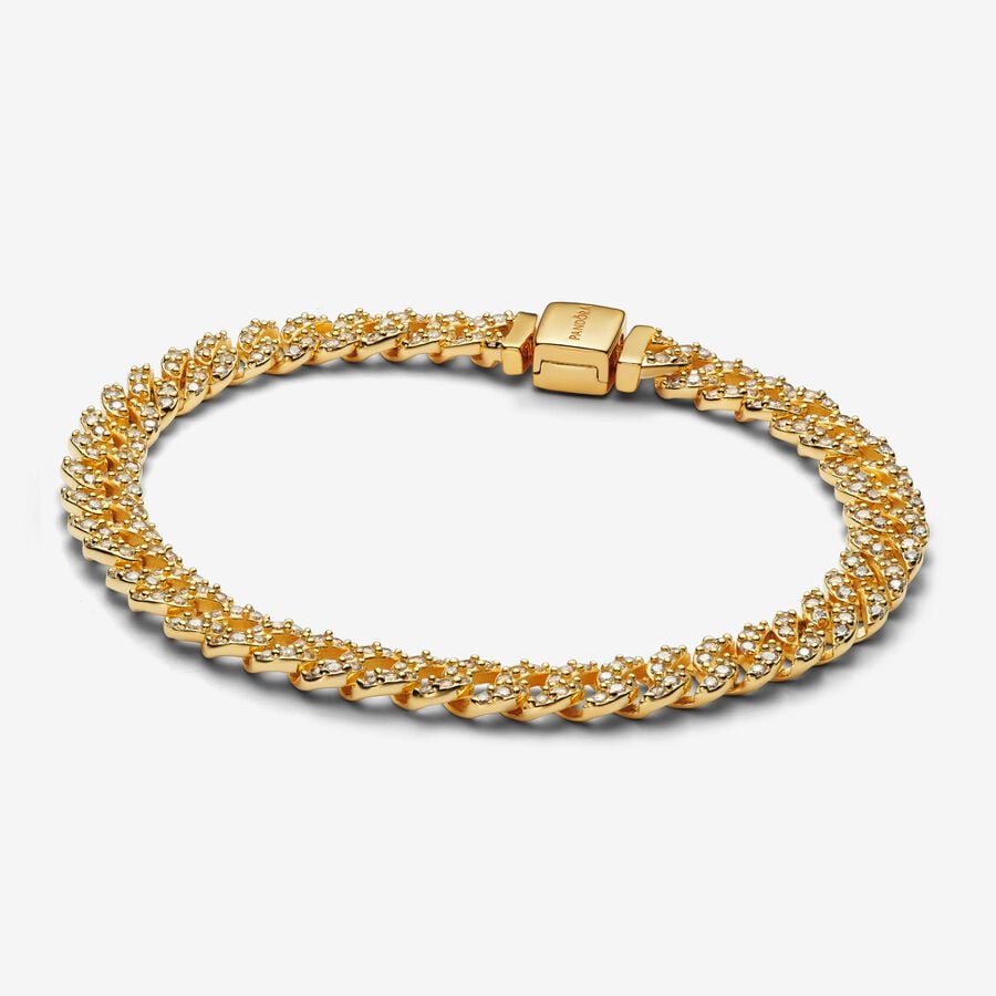 Pulseira de Corrente Cubana Pavé