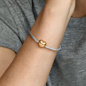 Pulseira Malha Snake Fecho Coração Pandora Moments