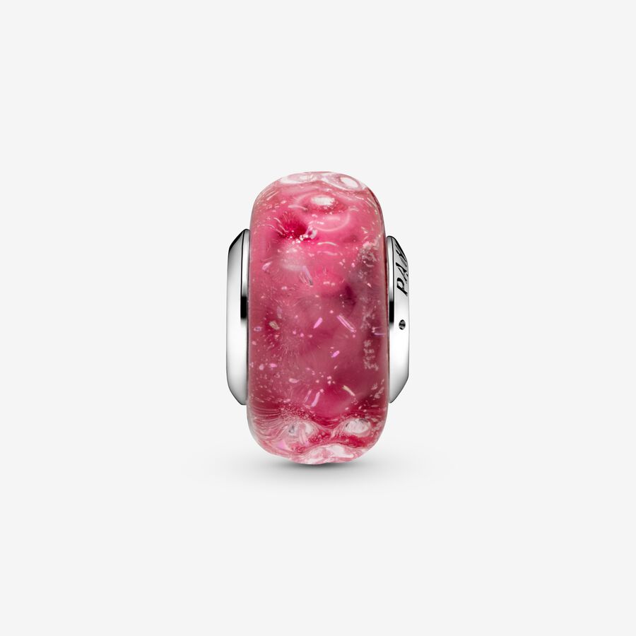 Conta de Vidro Murano Ondulado Rosa