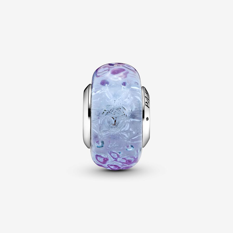 Conta Vidro Murano Ondulado Lavanda