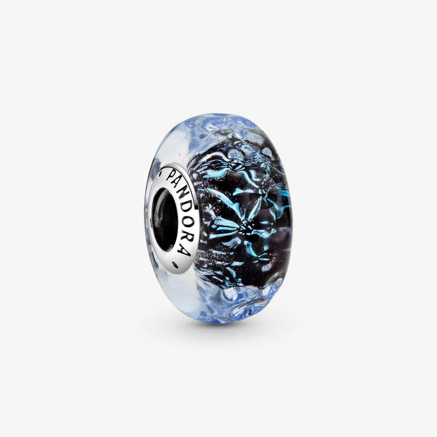 Conta Murano Iridescente Ondulado Azul