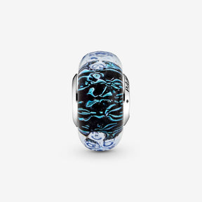 Conta Murano Iridescente Ondulado Azul