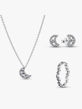 Conjunto de presente Colar, Brincos e Anel Lua Crescente